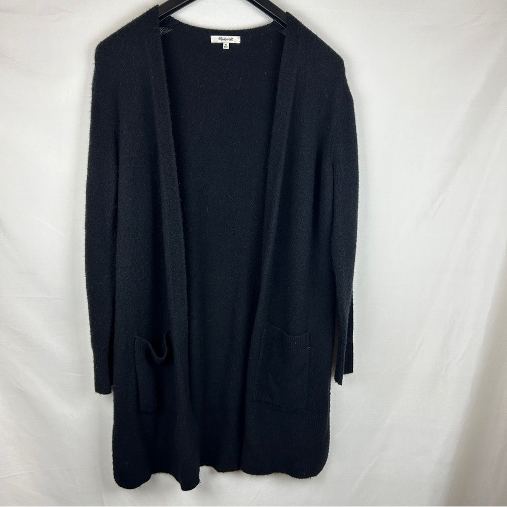 Madewell black open long cardigan wool rabbit hair blend size XS